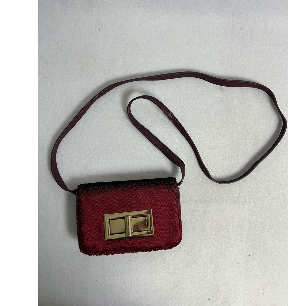 Glam Evening Street Level Womens Small Burgundy Sequin Ombre Crossbody Bag